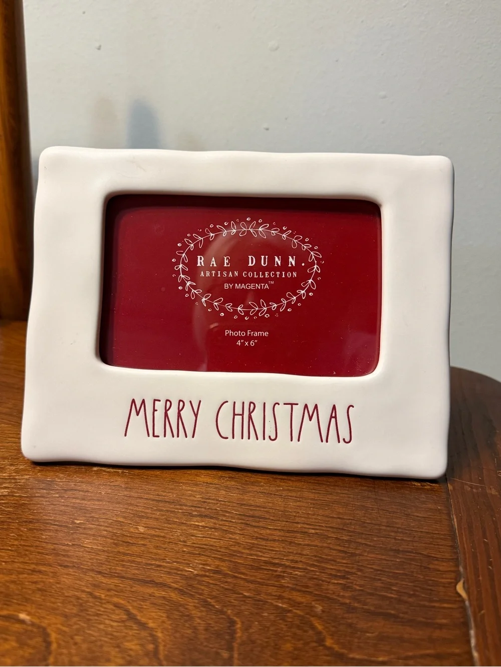 Rae Dunn White Ceramic Frame with Red Accent - Merry Christmas